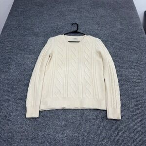 Wallace Sweater Small Ivory Lambs Wool Cable Knit Classic Preppy